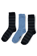 TORE V7005 Men's Multi Stripe Recycled Crew Sock Navy - Flat