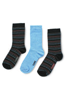 TORE W7005 Women's Multi Stripe Recycled Crew Sock Black - Flat
