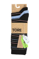TORE W7005 Women's Multi Stripe Recycled Crew Sock Black - Packaging