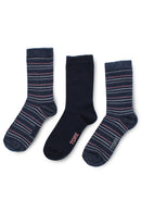 TORE W7005 Women's Multi Stripe Recycled Crew Sock Indigo - Flat