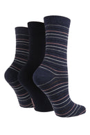 TORE W7005 Women's Multi Stripe Recycled Crew Sock Indigo