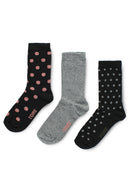 TORE W7007 Women's Spot Jacquard Recycled Crew Sock Black - Flat