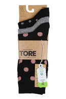 TORE W7007 Women's Spot Jacquard Recycled Crew Sock Black - Packaging