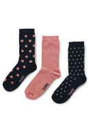TORE W7007 Women's Spot Jacquard Recycled Crew Sock Navy - Flat