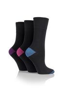 Gentle Grip Women's Contrast Heel & Toe Crew Sock Black