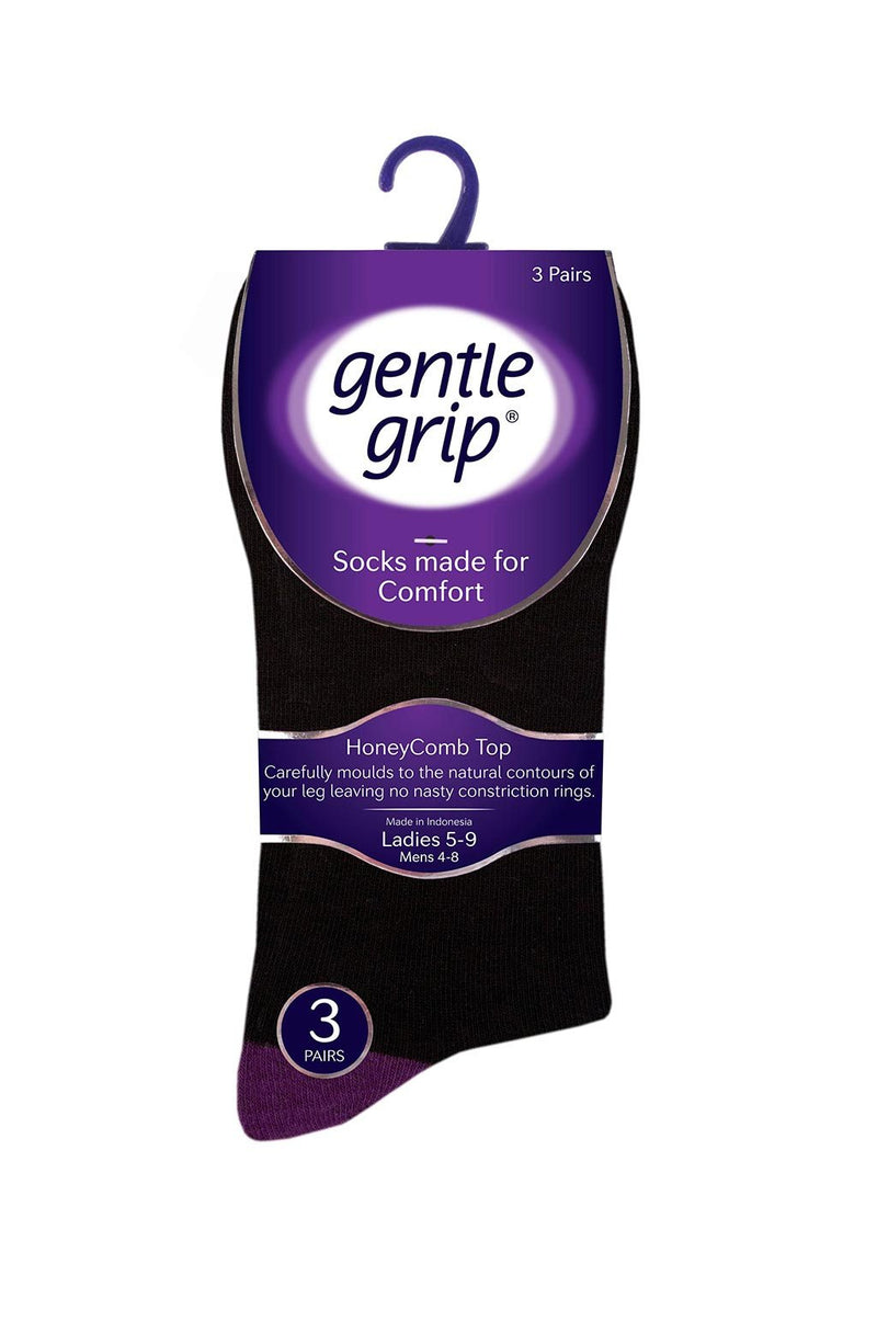 Gentle Grip Women's Contrast Heel & Toe Crew Sock Black - Packaging