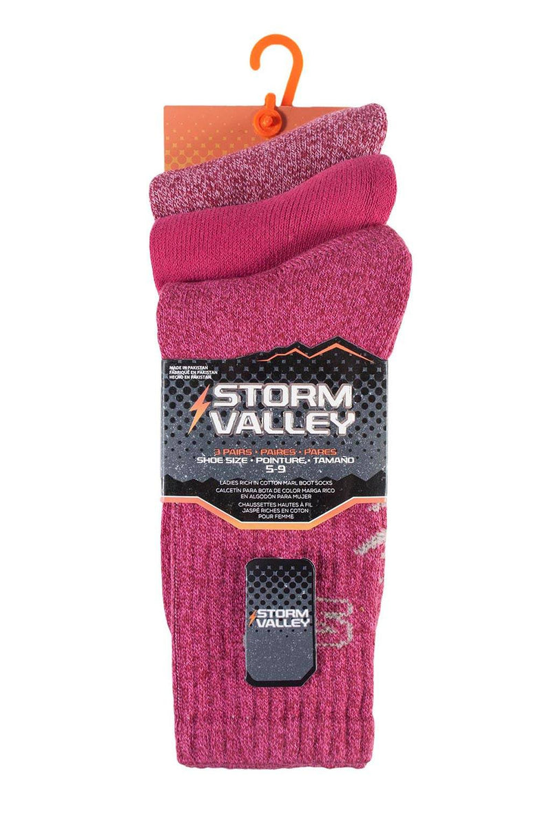 Storm Valley Women's Marl Boot Sock Cerise/Pink - Packaging