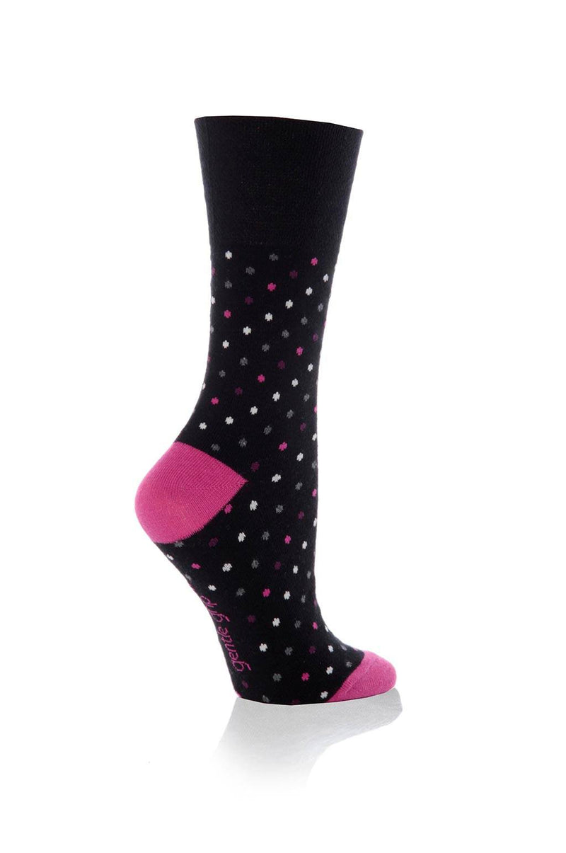 Gentle Grip Women's Multi Dot Crew Sock Black - Medium Dots