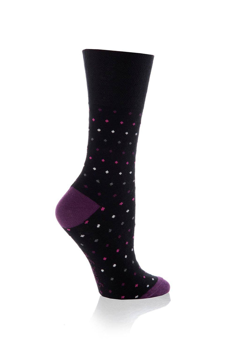 Gentle Grip Women's Multi Dot Crew Sock Black - Small Dots