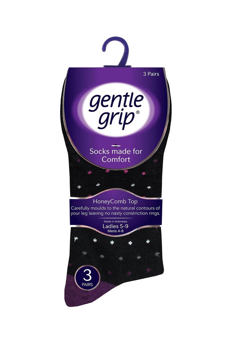 Gentle Grip Women's Multi Dot Crew Sock Black - Packaging