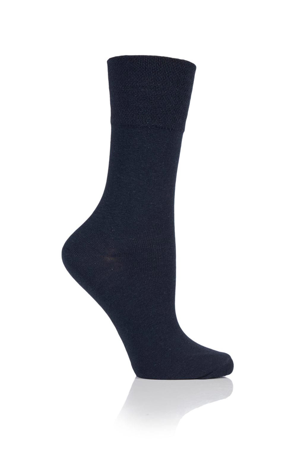Women's Merino Crew Non-Slip Grip Cabin & Christmas Socks - Navy-1 Pair /  Shoe Size: 5-8