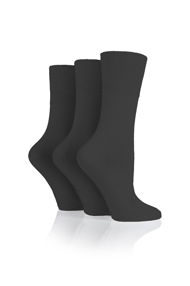 Gentle Grip Women's Solid Black Crew Sock