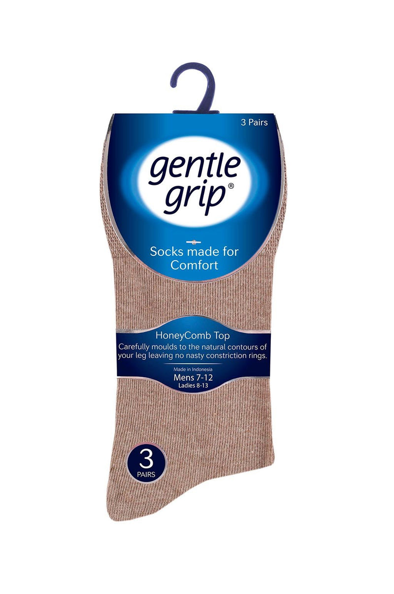Gentle Grip Men's Beige/Brown/Black Crew Sock - Packaging