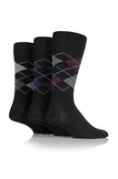 Gentle Grip Men's Black Based Argyle Crew Sock