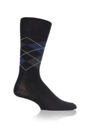 Gentle Grip Men's Black Based Argyle Crew Sock Navy