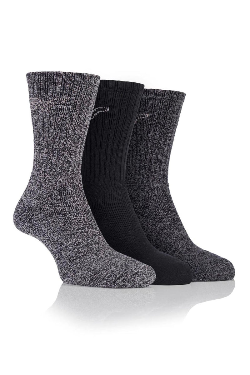 Men's Marl Boot Socks - Black/Charcoal, 3 Pair Pack