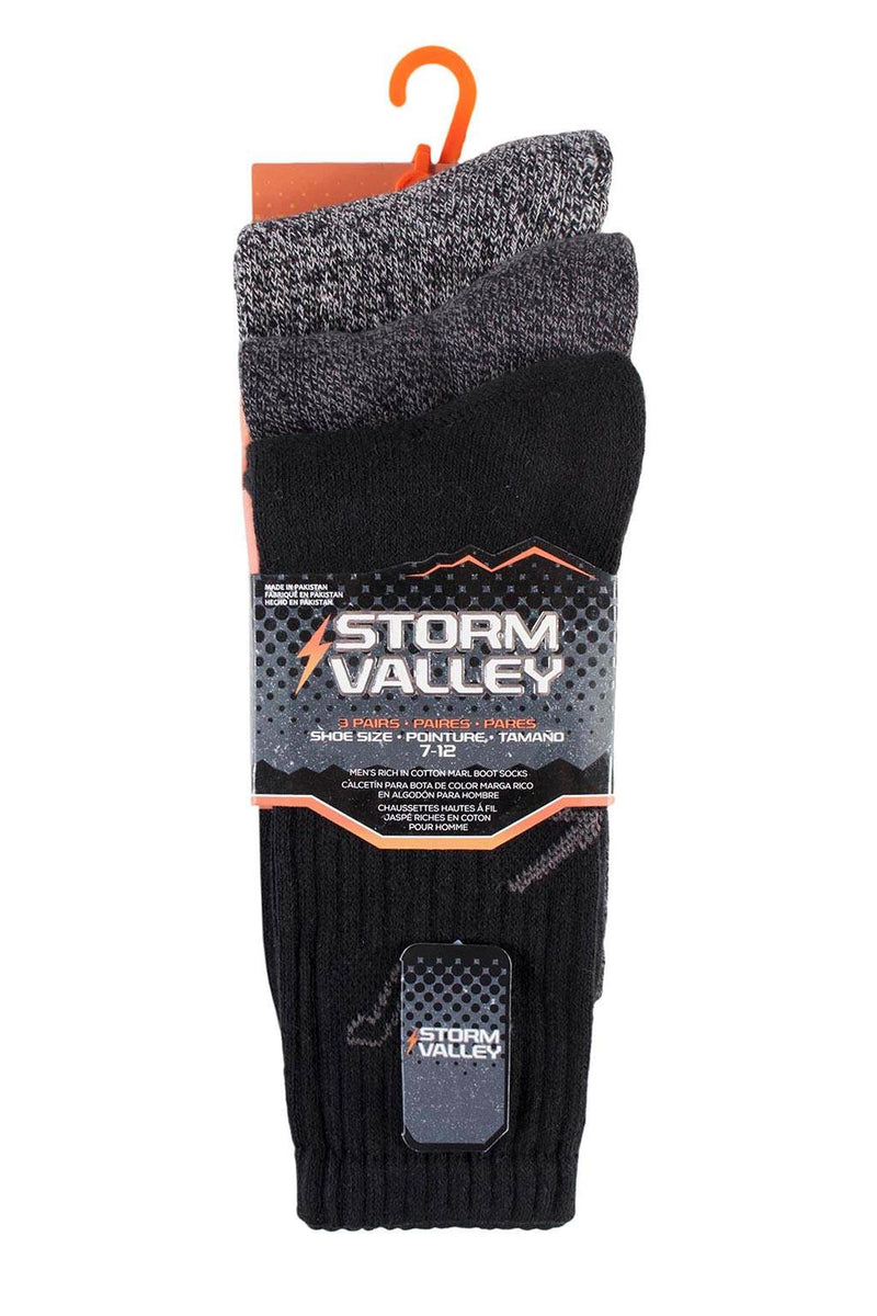 Men's Marl Boot Socks - Black/Charcoal, 3 Pair Pack Packaging