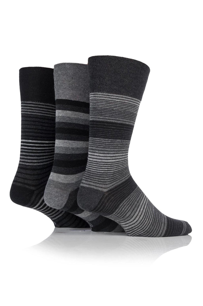 Gentle Grip Men's Monochrome Stripe Crew Sock
