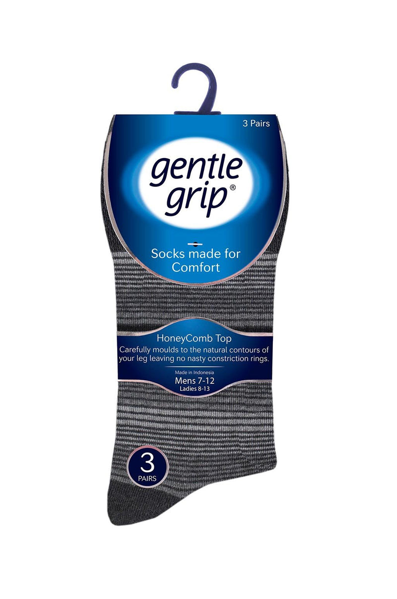 Gentle Grip Men's Monochrome Stripe Crew Sock - Packaging
